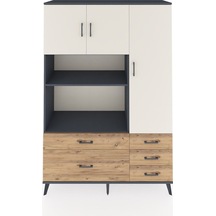 Hyperion Dolap 7 Raflı 5 Çekmeceli 3 Kapaklı 132x44x195 Antrasit-aytaşı/çam Aytası/atlas Çam