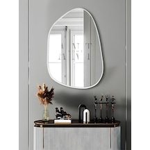 Asimetrik Ayna 75x55 Cm Konsol Aynası, Dresuar Aynası, Duvar Aynası, 1.kalite Şişecam Ayna 75 X 55 Beyaz