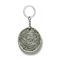 Phaistos Diski Figürlü Anahtarlık Antik Sembol Gümüş Renk Metal Unisex Aksesuar