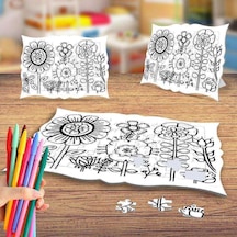 Güzel Çiçek Bahçesi Boyama Puzzle Tablo Çocuk Eğitici Yapboz