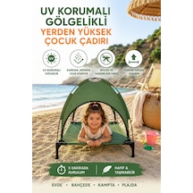 Reyo Oxford Uv Korumalı Gölgelikli Çadır, Plaj, Kamp, Bahçe Oyun Çadırı, Yerden Yüksek Uyku Çadırı 83x62x80 Cm Yeşil