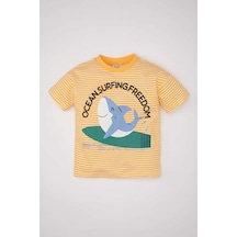 Defacto Erkek Bebek Köpek Balığı Baskılı Kısa Kollu Tişört C9363a524smog305