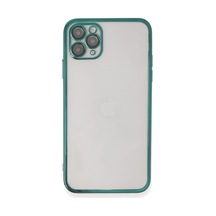 Apple iPhone Uyumlu  11 Pro Uyumlu Kılıf Lensli Silikon - Yeşil