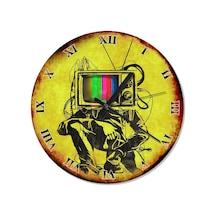 Eski Zeminde Tv Ekranı Kafalı Adam Duvar Saati Çok Renkli