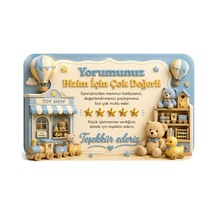 Oyuncak Mağazası Temalı Thank You Kartı Müşteri Yorum Kartı 8x5 Cm - Mavi - 151