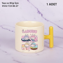Labubu Kaliteli Porselen İsim Yazılabilir Premium Hediyelik T Baskılı Kupa Bardak Doğum Günühediyesi Sarı