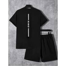 King Arka Yazı T-shirt Şort - Siyah Alt Üst Kombin Şort Tişört Takım Baskılı Oversize Bisiklet Yaka Siyah King Arka Yazı T-shirt Şort - Siyah Alt Üst Kombin Şort Tişört Takım Baskılı Oversize Bisiklet Yaka Siyah