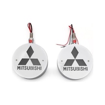 Ahmet Otomotiv Mitsubishi Ayna Altı Küpe Kırmızı-beyaz Logolu Armalı 12v-24v Paslanmaz Krom 2 Adet