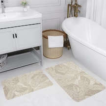 Rovigo Home Baskılı Kaymaz Taban 2 Li Banyo Paspas Takım Rvg5136-100X60-60X50 Çok Renkli