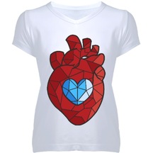 Kristal Kalp Vektör Kadın V Yaka Tişört