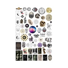 62 Adet Fairygrunge Sticker Seti - Etiket Seti Scrapbook Bullet Journal Çok Renkli