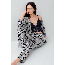 Arnetta Kadın Lacivert 3lü Pijama Takım Lacivert