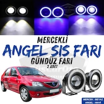 Dacia Logan Uyumlu Üniversal Mercekli Angel Sis Farı Metal Su Geçirmez 76 Mm Mavi Halkalı Gündüz Farı Angel Eyes 2 Adet 00 Şüscaroto Aksesuar