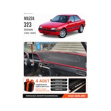 Mazda 323 Sedan 1991-1995 Uyumlu Torpido Örtüsü, Torpido Kılıfı - Siyah-kırmızı - Ma006