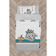 Mekta Home Bebek Ve Çocuk Odası Kızılderili Filli Ve Seksek Desenli Nevresim Takımı