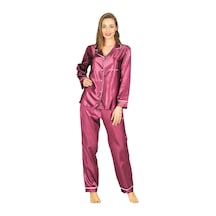 Sistina Mor - 739 - Saten Pijama Takımı - 1613 - - Edntrend - Beden L