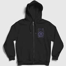 Presmono Unisex Roses Him Fermuarlı Kapüşonlu Sweatshirt Siyah