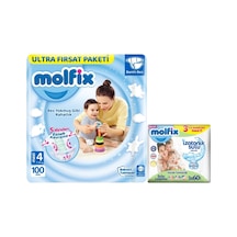 Molfix Pure&Soft Bebek Bezi 4 Numara Maxi Ultra Fırsat Paketi 100 Adet + İzotonik Sulu Mendil
