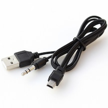 5127 Mini Usb Şarj Ve 3.5mm Aux Ses Birleştirici Kablo Mp3 Mp4 Radyo Hoparlör 45cm