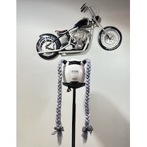 Motor & Motosiklet Gri Çift Örgülü Saç Kask Dış Aksesuar Diğer