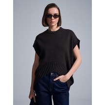 Dilvin 10839 Yün Karışımlı Oversize Süveter - Kahverengi