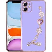 Apple iPhone 11 Uyumlu El Tutamaçlı Kamera Korumalı Klfs Taka Silikon Kılıf-mor Mor