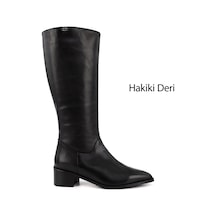 Gönderi(R) Gönderi R Kadın Siyah Sivri Burun Kalın Topuklu Hakiki Deri Çizme Gkzc13452511 Siyah
