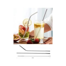Paslanmaz Çelik Pipet Seti, 2 Adet 21 Cm Pipet Ve Temizleme Fırçası Çevre Dostu, Gümüş, Ev Restoran Kullanımı İçin Çok Renkli