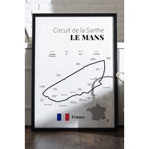 Le Mans Formula 1 Siyah Ahşap Çerçeveli Poster, Dekoratif Harita Duvar Tablosu