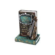 Gitar - Kitap Vintage Dekoratif Biblo - Kumbara 21x14x10cm Reçine 5691