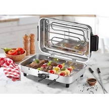 Tr Taner Lüx Büyük Boy 37 23cm Elektrikli Izgara Alüminyum Gövde Kapaklı Mangal Barbekü 4şiş Kebap Ocak Genel