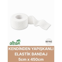 5cm Kendinden Yapışkanlı Elastik Bandaj, Kohesiv Bandaj 5cm X 4.5m Spor, Bilek, Ayak Bileği, Veteriner Bandajı Beyaz