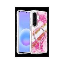 Onegif Samsung Galaxy A56 Lotus Simli Magsafe Kapak - Pembe