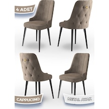 Canisa Newa Serisi, 1.sınıf Babyface Kumaş Siyah Metal Ayak Gold Halka, 4 Adet Cappucino Sandalye Sandalye Cappucıno Ayakları Siyah