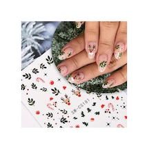 2'li Geyik Kar Tanesi Noel Baba 3d Tasarım Yapışkan Tırnak Sticker Dövmesi Nail Art Tottoo