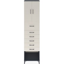 Hyperion Dolap 2 Raflı 6 Çekmeceli 2 Kapaklı 60x44x243 Antrasit-aytaşı Antrasit