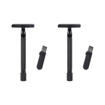 Joyhub 2x Çift Kenarlı Uzun Saplı Emniyetli Jilet - Siyah Manuel Tıraş Makinesi Siyah Tıraş Makinesi Yedek Başlığı Vw5nqe