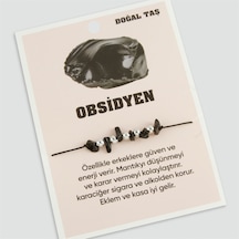 Obsidyen Doğaltaşlı İp Bileklik 0190 Siyah