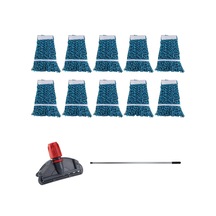 Çift Kovalı Temizlik Arabası Seti Yedek Mop Takımı - 10 Adet 17 Cm. Dar Mop + Mop Tutucu + Sap