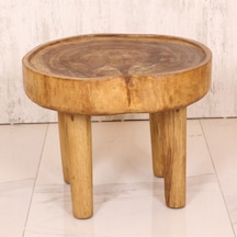 Doğal Teak Ağacı Sehpa 56x45 Cm Bej