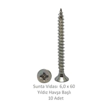 Sunta Vidası, 6,0 X 60 Mm, 10 Adet, Yhb Vida 6 x 60