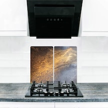 Cam Ocak Koruyucu ve Kesim Tablası Fırtına 80Cm X 52Cm 2 Parça