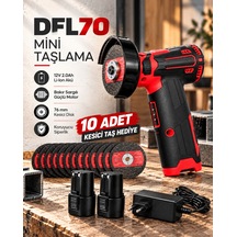 Dfl70 Mini Taşlama 12v 2.0ah Li-ıon Çift Akülü 76 Mm Disk 10 Adet Taş Hediyeli