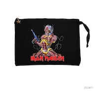 Zepplin Giyim Iron Maiden İn The War Siyah Clutch Astarlı Cüzdan / El Çantası Siyah