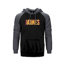 Lebron Yazı Gri Renk Reglan Kol Kapşonlu Sweatshirt Gri