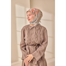 Silk Home Olinda İpek Eşarp 47002-39 Kahve Bej, Bebe Mavi, Hardal, Mercan, Yağ Yeşili