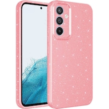 Kilifone - Samsung Uyumlu Galaxy S24 - Kılıf Simli Kamera Korumalı Koton Kapak - Pembe