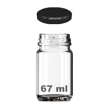 67 Ml Şeffaf Shot Kavanoz 67 Cc Konserve Metal Siyah Kapaklı Cam Kavanoz 6 Adet Açık Kahverengi