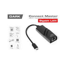 Dark Dk-ac-u31xglan Usb 3.1 Type C To 10/100/1000 Gigabit Lan Ethernet Dönüştürücü