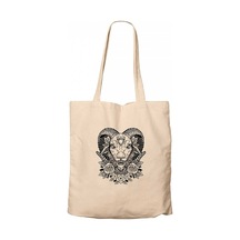 Baphomet Flowers Krem Kanvas Bez Çanta Krem